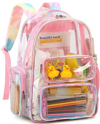 #ad Clear Backpack Heavy Duty PVC Transparent Bag See Through BookBag for Student...