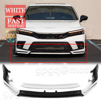 #ad For Honda Civic Sedan Hatch 2022 24 Yofer V3 Style Pearl White Front Bumper Lip