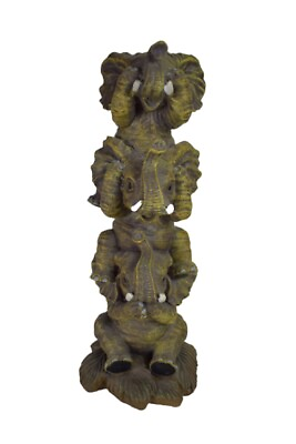 #ad Elephant See No Evil Totem Pole Figurine Statue by Design Toscano