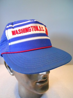 #ad Vintage 70s Washington DC USA Tourist Trucker Derby Hat Sport Red White Blue Cap