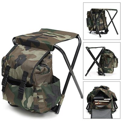 #ad Outdoor Folding Camping Fishing Chair Sturdy Comfortable Stool Backpack Seat Bag