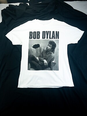 #ad Bob Dylan T Shirt White Adult MM Young Bob Dylan New No Tags Old Shirt