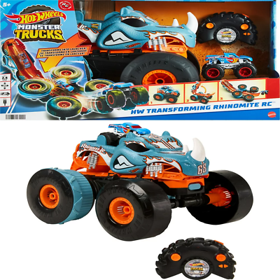 #ad Monster Trucks RC Rhinomite Transforms into Launcher Includes 1:64 Scale Toy Tr