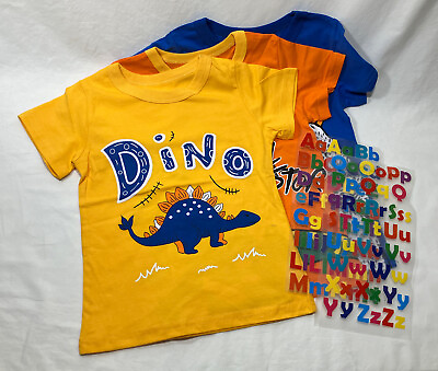 #ad Toddler Size 3T T Shirts Slaixiu Short Sleeve Tees Set of Three Iron on Letters