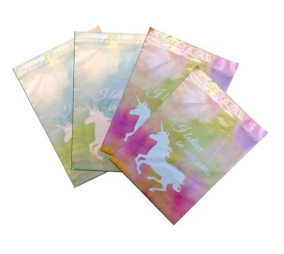 #ad 10quot; x 13quot; Pink and Blue Unicorn Poly Mailers Designer Flat Shipping Mailer Bags