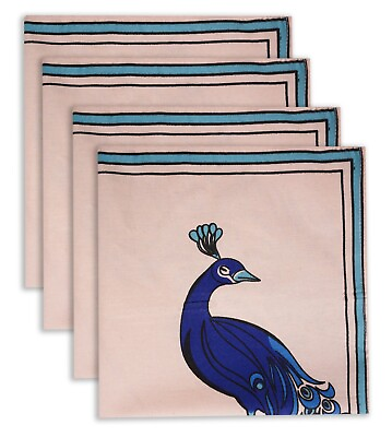 #ad Set Of 10 Pcs Cloth Napkin Cotton Peacock Print Party Dinning Table Cloth 17x17quot;