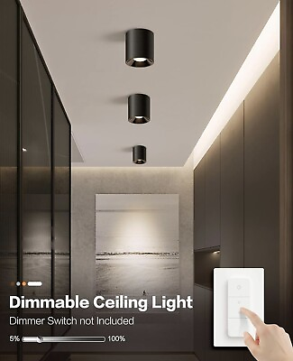 #ad OKELI Flush Mount LED Ceiling Light 20W Dimmable Cylinder Overhead Light 3 Pack