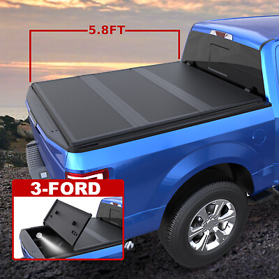 #ad 5.8FT Bed TRI Fold Fiberglass Hard Truck Tonneau Cover For 09 24 Dodge Ram 1500