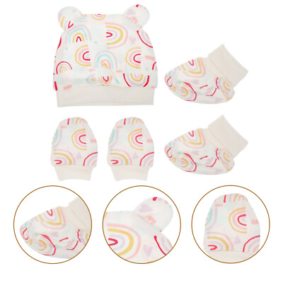 #ad #ad Baby Foot Covers Newborn Shower Cap Hat Set Anti scratch Gloves Gift Boots