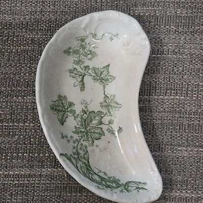 #ad Vintage J amp; G Meakin Hanley Bone Dish Semi Porcelain England Chicago green leave