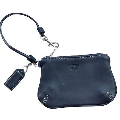 #ad COACH New York Women’s Small Wristlet Black Glove Tanned Leather