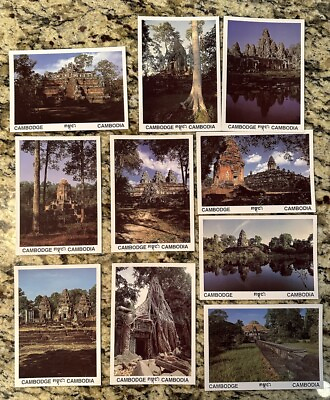 #ad LOT OF 10 VINTAGE 1980#x27;S OR 90#x27;S 6quot; X 4quot; POSTCARD LOT TRIP TO CAMBODIA UNUSED