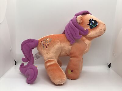 #ad My Little Pony Stuffed Plush Sparkleworks Orange Pink 8” Tall Hasbro
