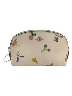 #ad Auth COACH Cosmetic case 17 with garden print C2778 Ivory F S