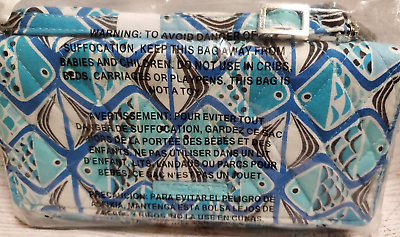 #ad Vera Bradley RFID Wallet Crossbody Clutch Go Fish Blue Quilted Cotton NWT SEALED