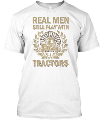 #ad Grandpa Tractor Gift Real Men Still Play With Tractors T Shirt Made in USA S 5XL