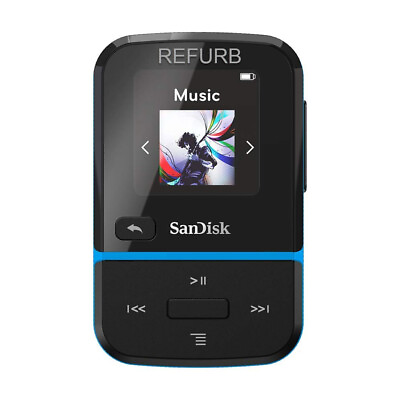 #ad SanDisk 16GB Clip Sport Go MP3 Player Blue w FM Radio SDMX30 016G G46B USED RFB