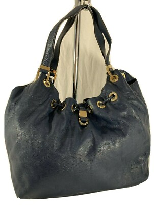 #ad MICHAEL KORS Authentic Blue Leather Satchel Bag