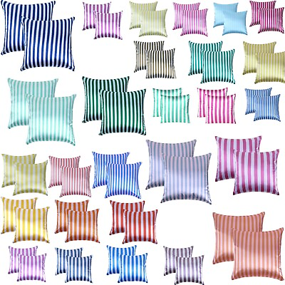 #ad Cushion Cover Decorative Throw Pillowcase Satin Striped Home Sofa Bed Decor S2