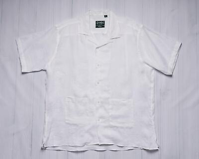 #ad Gitman Vintage $200 NWT Summer Pure Linen White Beach Shirt Short Sleeve L