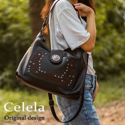 #ad Celela Designer Handbag Women Handbag Bags Embroidered Pattern Studs Hobo Purse