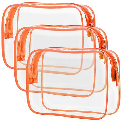 #ad Clear Makeup Bag with Zipper 3 Pack Beauty Clear Cosmetic Bag TSA Approved T...