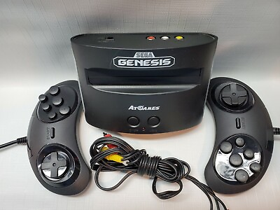 #ad Sega Genesis AtGames Console 80 Games Built In 2 Controllers Power Supply