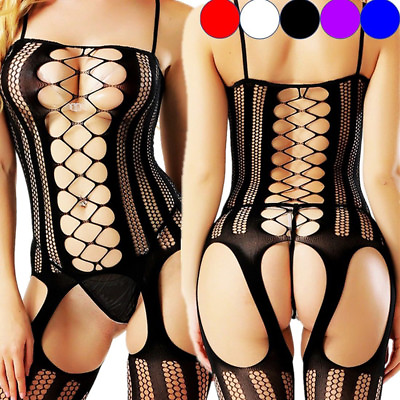 #ad Women Sexy Lingerie Body Stocking Bodysuit Fishnet Nightwear Sleepwear J DhX WD