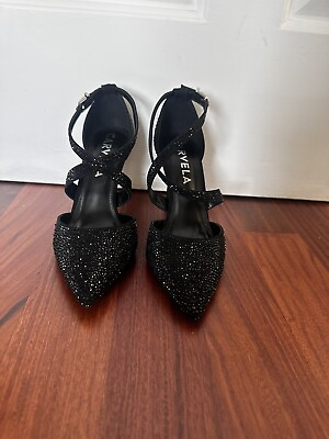 #ad Carvela Black Sequin Strappy Heels Womens 8.5 only worn 1x to wedding amp; in box.