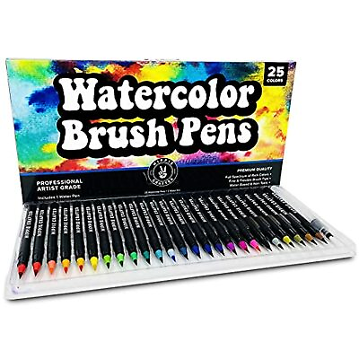 #ad Watercolor Brush Pens Artist Water Coloring Brush Tip Markers Set 25 Paint Pen