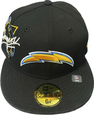 #ad NFL New Era 59fifty Black neon Los Angeles Chargers Hat Size 6 7 8 *New