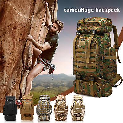 #ad Tactical Backpack 80L Military Hunting Bag Fishing Hiking Outdoor Heavy Duty