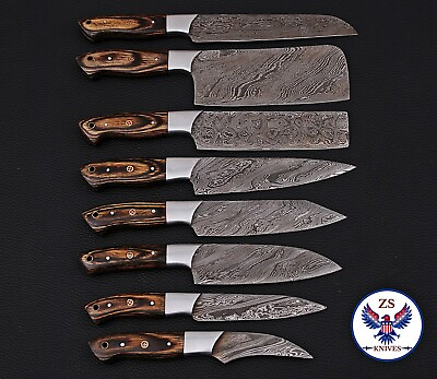 #ad CUSTOM HANDMADE FORGED DAMASCUS STEEL CHEF KNIFE SET KITCHEN KNIVES SET ZS 46