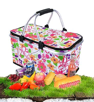 #ad Insulated Picnic Basket Beach Bag Cooler Bags Grocery Basket Reusable Bags St...