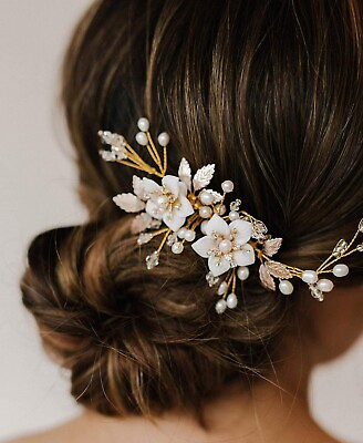 #ad SWEETV Handmade Wedding Hair Comb for Bridal Hair AccessoriesFlower Bridal Hair