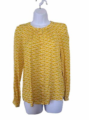 #ad NWT Boden Women’s 4 Small Yellow Viscose Long Sleeve Button Front Blouse
