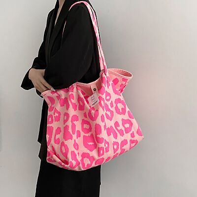 Pink Leopard Shoulder Bag Women#x27;s Totes Ladies Canvas Bags Handbag $32.97