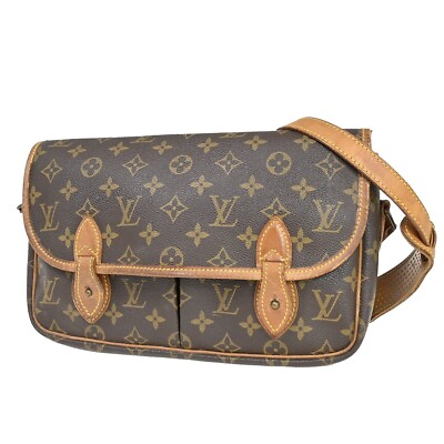 #ad LOUIS VUITTON LV Logo Gibeciere MM Shoulder Bag Monogram Leather M42247 36FA232