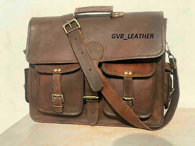 #ad Bag genuine laptop brown Vintage goat leather New Model messenger Real satchel