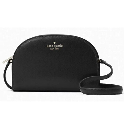 #ad Kate Spade Perry Saffiano Leather Black Dome Crossbody Bag K8697 $279