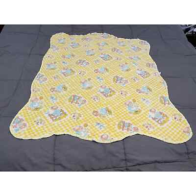 #ad Vintage Sweet Dreams 1978 Yellow Quilted Baby Blanket