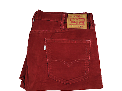 #ad Levis 514 Corduroy Jeans Mens 38x32 Red Denim Regular Fit Straight Leg Pants
