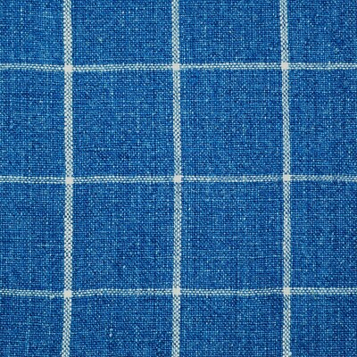 #ad P Kaufmann BENNET COBALT Linen Blue Check Plaid Drapery Uph Fabric