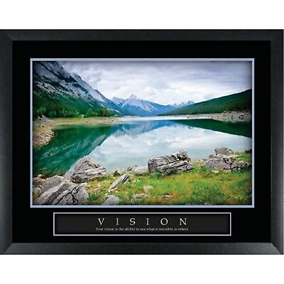 #ad Vision Rocky Mountain Majestic Lake Reflection Framed Motivational Poster