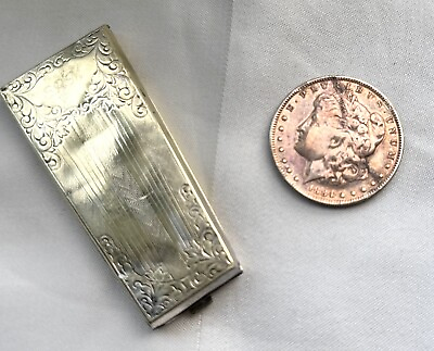 #ad Vintage Art Nouveau Nickle Silver Spring Loaded Coin Holder