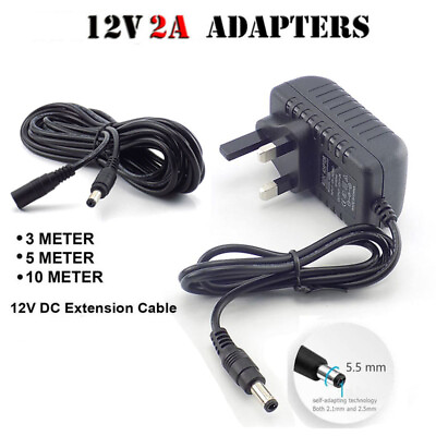 #ad 12V 2A AC DC Power Supply Adapter Safety Charger For LED Strip Lamp CCTV Camera