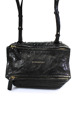 #ad Givenchy Womens Black Leather Pandora Double Zip Crossbody Bag Handbag