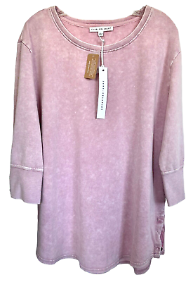 #ad Jane and Delancey Women#x27;s Blouse Top Garment Dye 3 4 Sleeve Size L Light Pink