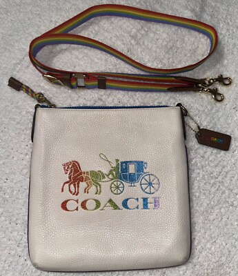 #ad #ad Coach Slim Pride Rainbow Horse Buggy Leather Crossbody Purse Bag