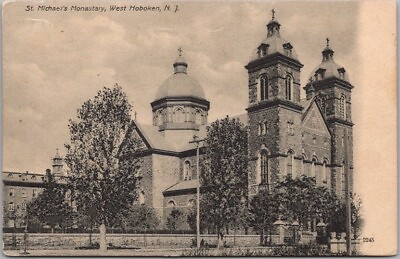 #ad 1908 West Hoboken New Jersey Postcard quot;St. Michael#x27;s Monasteryquot; Building View